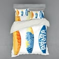 thumbnail image 2 of Surf Duvet Cover Set, Ornate Colorful Surfboards Vocation Fun Water Sports Moving Waves Lifestyle, Bedding Set with Shams and Fitted Sheet, 3 Sizes, by Ambesonne, 2 of 3