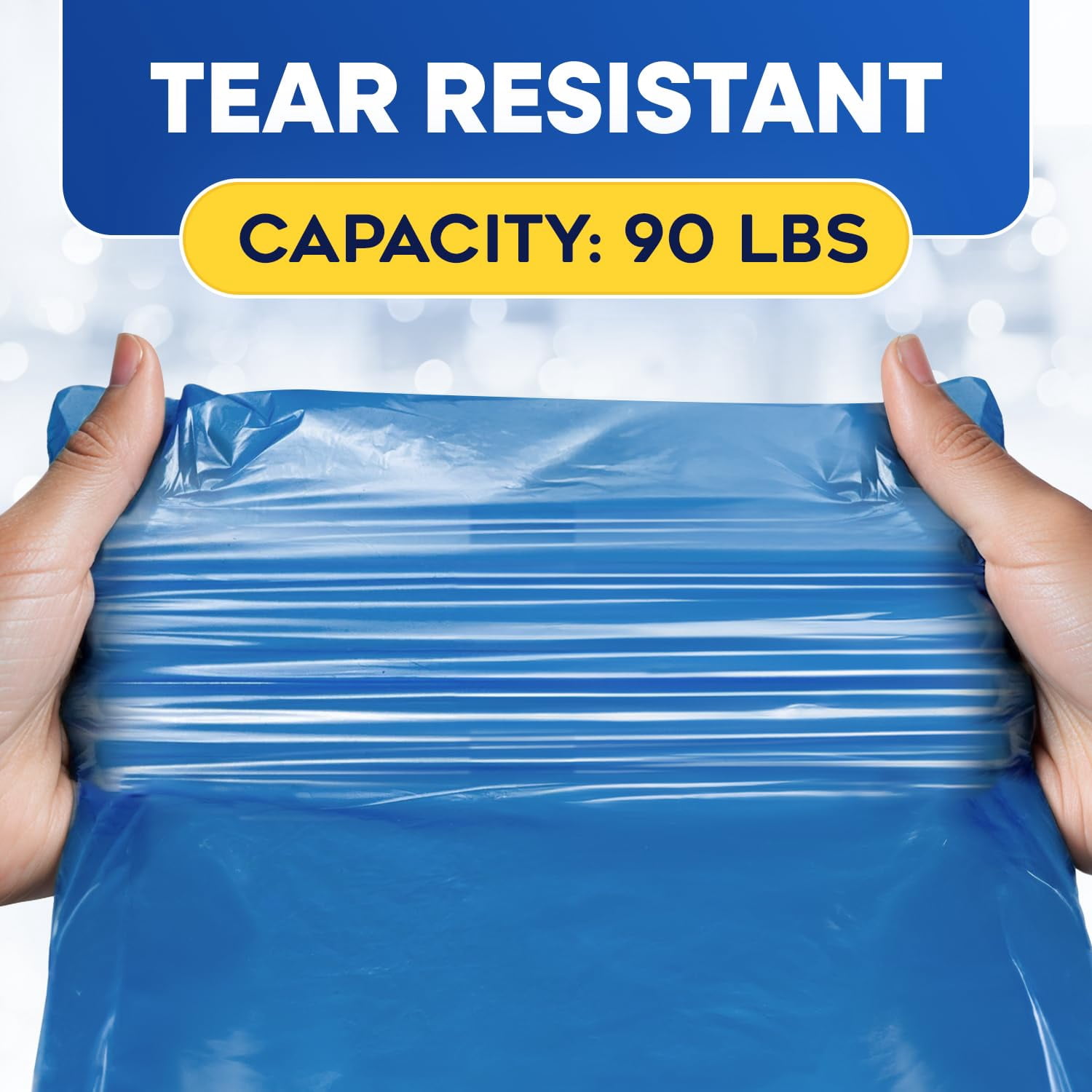 (100 Pack) 55-60 Gallon Trash Bags, 2 Mil, Heavy Duty, Fit Rubbermaid Brute Rollout, Round and Square 32-55 gal Trash Cans, 43" x 47" Large Durable Garbage Trash Can Liners, Bulk (2 Mil Blue)