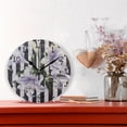 thumbnail image 5 of Light Purple Flowers Black-white Stripes Round Wall Clock Silent Analog Battery Operated Gold Pointer Home Decor 9.84" Diameter, 5 of 11