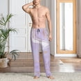 thumbnail image 2 of Mens Pajama Pants, Lavender Glitter Foil Stripes Soft Sleep & Lounge Pants for Men, Cuteness Casual PJ Bottoms Pants with Pockets, 2 of 7