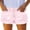 Pink, variant on Women's High Waisted Straight Leg Denim Shorts with Star Print and Tassel Trim