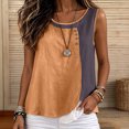 thumbnail image 4 of NTACZA Tank Tops Cotton Round Neck Casual Button Sleeveless Color Blocks Cute Summer Tops for Women, 4 of 5