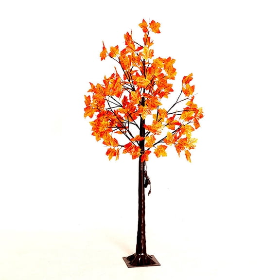 Fall Decor Fall Trees, 26.8 inch Lighted Artificial Maple Tree, LED Fall Maple Leaf Tree Decor, Seasonal Floor Standing Tree Ornament, Halloween Thanksgiving Indoor Decoration, Light Up Tree Decor