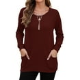thumbnail image 4 of TARAINYA Women's Daily Wear Long Sleeve Sweatshirt Casual Loose Round Neck Pullover with Pockets, 4 of 9