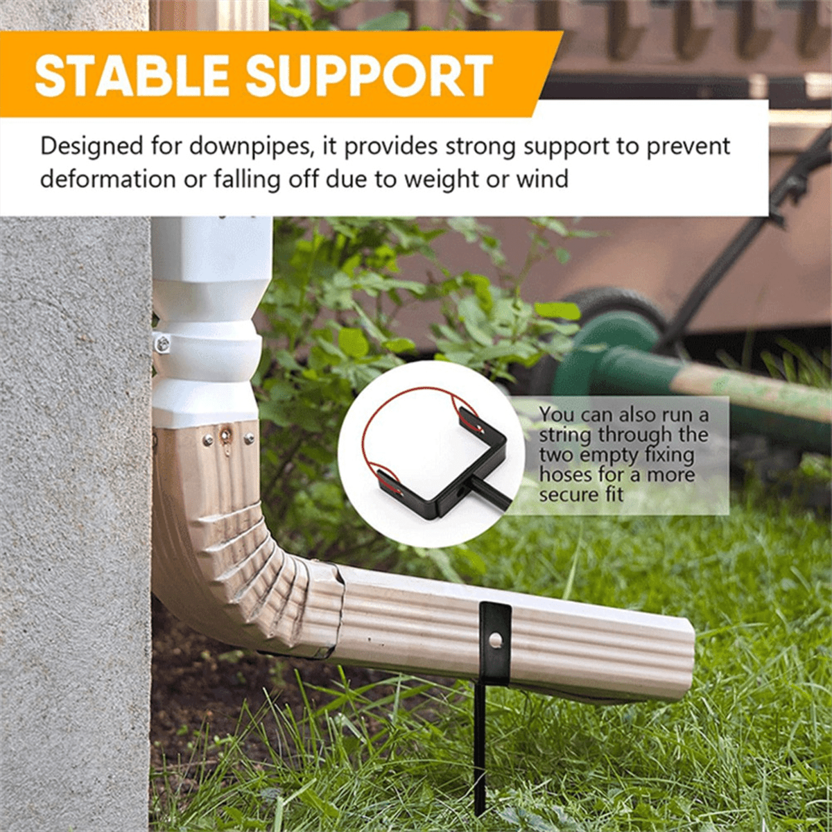 Rainwater Downspout Bracket - Heavy-Duty Galvanized Iron With Eco-Friendly Coating, Adjustable Size, Rust-Proof Anchor For Pipe Support, Easy Installation White 10.8