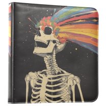 FORMRS 3 Ring Photo Album 4"x6" Self Adhesive Large Capacity PU Leather Cover, Black Skeleton