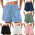 thumbnail image 7 of Diufon Summer Shorts for Women Lightweight Casual Hollowed-out Drawstring Waist Shorts Boho Beach Short Pants with Pockets, 7 of 7