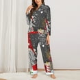 thumbnail image 3 of Junzan Traditional Scandinavian Dwarf Print Womens Pajama Sets,Long Sleeve Button Down For Women Pjs 2 Piece, 3 of 9