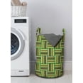 thumbnail image 3 of Ethnic Laundry Bag, Composition of Stripes with Ornamental Motifs Checkered Squares Illustration, Hamper Basket with Handles Drawstring Closure for Laundromats, 13" x 19", Multicolor, by Ambesonne, 3 of 4