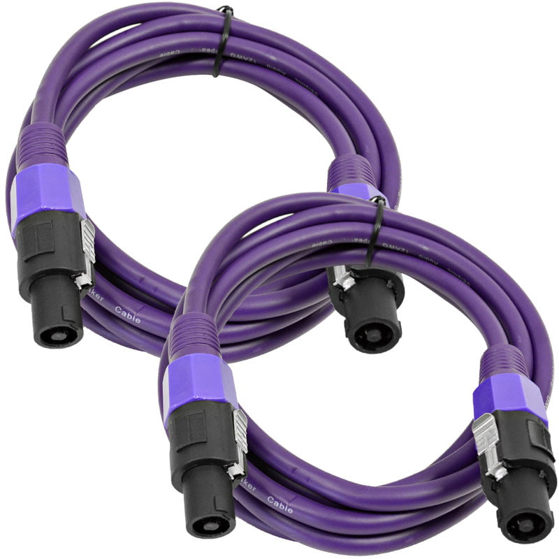 SEISMIC AUDIO 4 Pack of 12 Gauge 25' Purple Speakon to Speakon Speaker Cables 