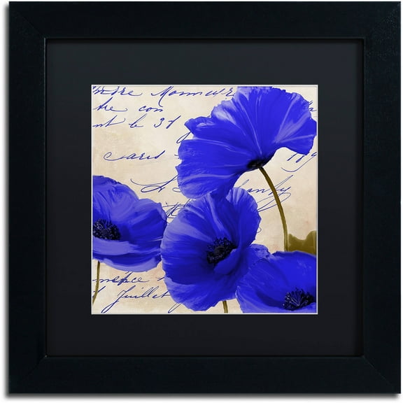 Trademark Fine Art "Coquelicots Bleues I" Canvas Art by Color Bakery Black Matte, Black Frame