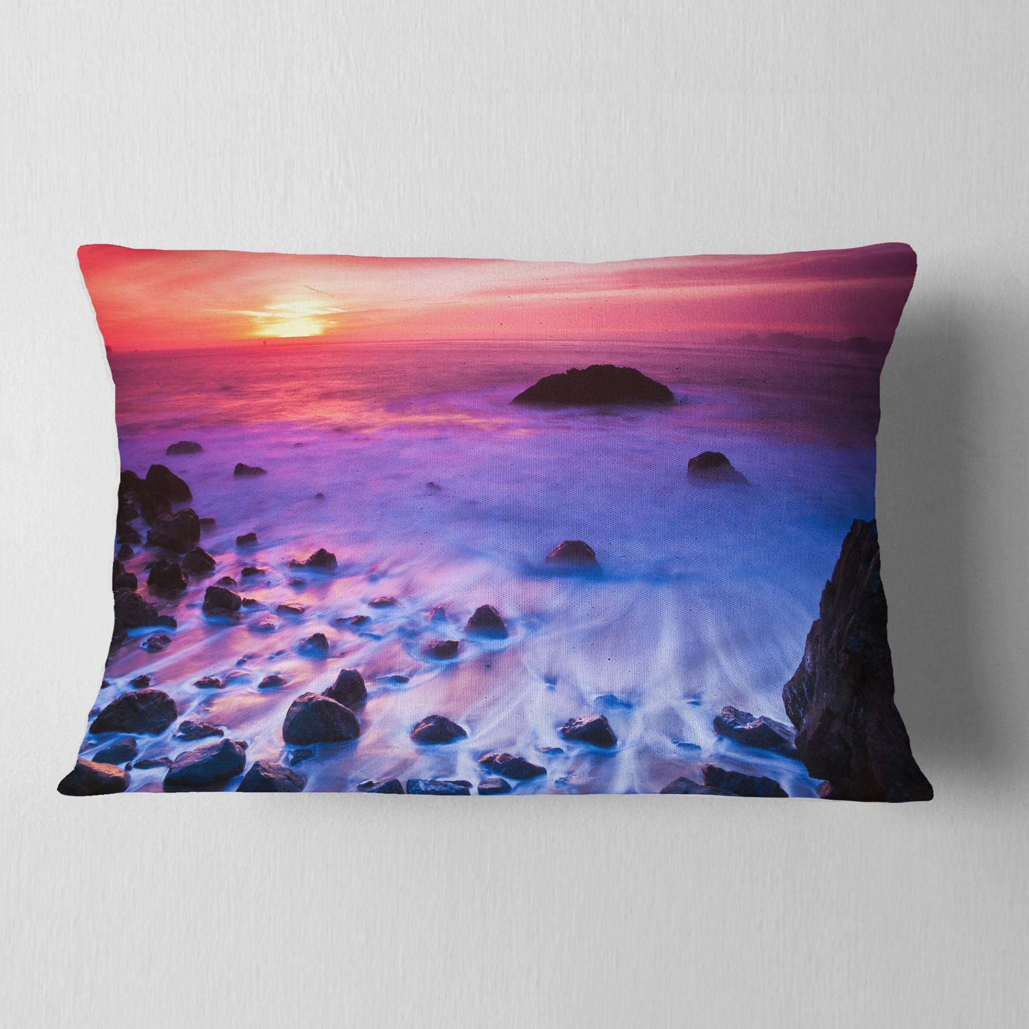 Designart 12" x 20" Blue Polyester Throw Pillow