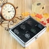 Silver Aluminium Square Jewelry 12 Grid Slots Watches Display Storage Box Case Watch Display Box Jewelry Organizer