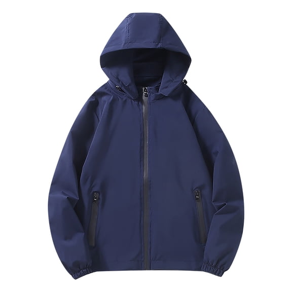 Drovellove Plus Size Women's Casual Hooded Jacket with Drawstring Waist and Pockets – Long Sleeve Color Block Outwear for Daily Wear, Versatile Layering Piece for Chilly Mornings