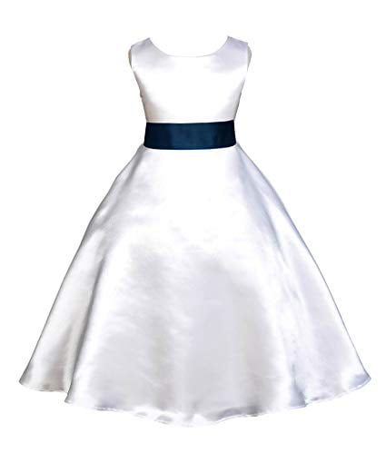 white satin communion dress