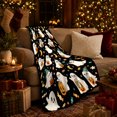 thumbnail image 3 of Cheerful Halloween Ghosts Holding Candy Pumpkins Black Background, Festive Halloween Scene, Warm Flannel Blanket for Living Room and Reading Nook, Art Lovers Halloween Gift, Festive Home Decor, 3 of 9