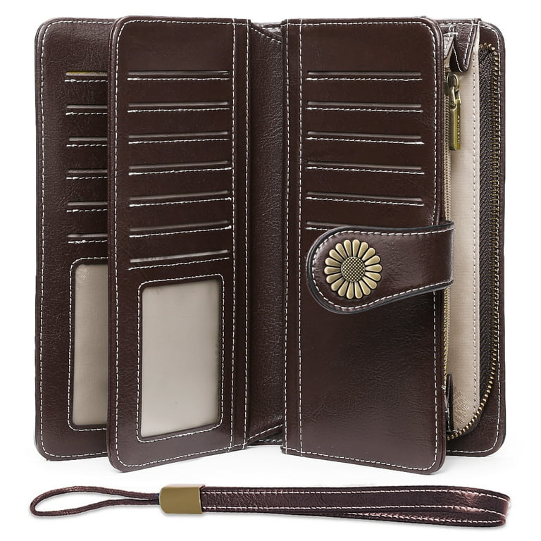 SENDEFN Women's Genuine Leather Wallet, RFID Blocking Wristlet