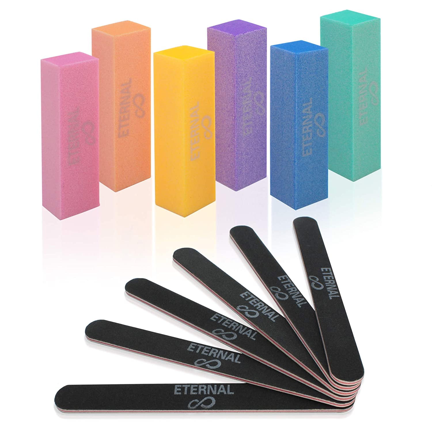 Eternal Cosmetics Kit of 6 Nail Files and 6 Buffer Blocks for Manicure ...