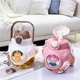 thumbnail image 4 of Botella de agua con pajita, botellas de agua plásticas de oso lindo de gran capacidad con asa de correa, 4 of 6