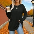 thumbnail image 3 of AELand Women's Long Sleeve Tops and Blouses, Thumb Hole Shirts Crew Neck Curved Hem Tunic T-shirts, 3 of 6