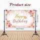 thumbnail image 3 of Decoraciones de fondo de feliz cumpleaños para mujeres, suministros para fiestas, fondo de rosas, fotografía para niñas y niños, pancarta floral con purpurina, decoración para bodas y baby shower., 3 of 7