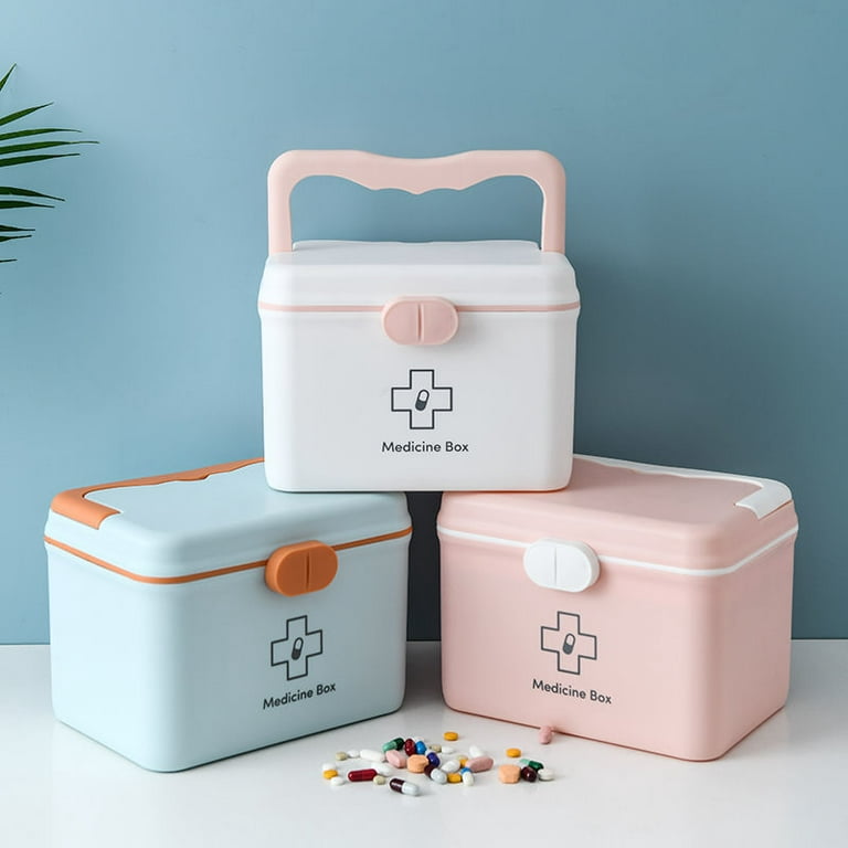 4 Ever Medicine Box Transparent First Aid Box,Family Emergency Kit Medication Storage Organizer with Handle Portable Medicine Cabinet Storage Pill