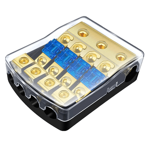 4 Way ANL Fuse Holder, Copper 0/2/4 Gauge to 4/6/8 Gauge 60 Amp Fuse Distribution Block for Car Audio Amplifier