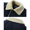 thumbnail image 2 of HOW'ON Men's Winter Casual Sherpa Lined Jacket Multi Pockets Quilted Warm Coat Dark Blue L, 2 of 7