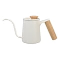 thumbnail image 1 of Cafetera de goteo con mango de acero inoxidable, boquilla de cuello de cisne largo, tetera de goteo, cafetera, tetera, color blanco mate, 350 ml, 1 of 14