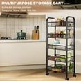 thumbnail image 4 of Rolling Pantry Storage Cart - 5-Tier Metal Portable Pantry Organizer with Wheels, Multi-Functional Storage Trolley for Kitchen, Office (Black), 4 of 10