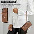 thumbnail image 5 of for iPhone XR Case with Zipper Card Holders and Crossbody Strap & Short Belt for Women, RFID Blocking PU Leather Button Flip Shockproof Wallet Case Cover for iPhone XR - Brown, 5 of 10