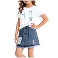 thumbnail image 2 of Ensemble Jupe en Denim à Col Rond et Manches Mi-Longues pour Filles, Tenue Décontractée 2 Pcs avec Taille Élastique, 2 of 6