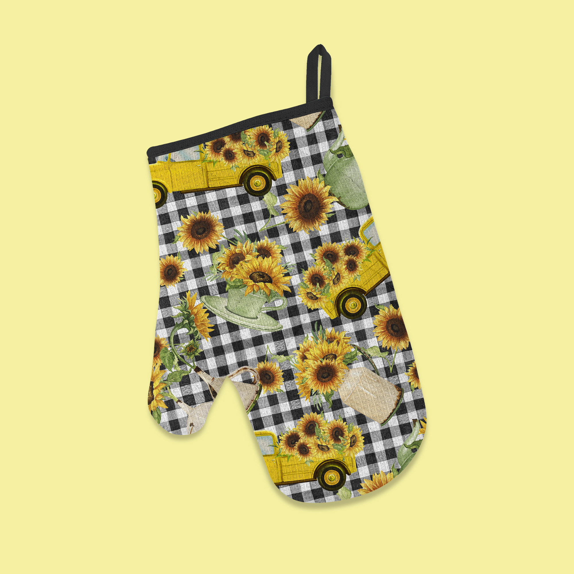 1 Yard 100% Cotton Sunflower Vases, Black, 44" Wide for Quilting & Sewing by David Textiles