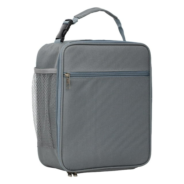 Insulated Food Box Bags Lunch Box Container with Zipper Handbag Picnic Bag Pouch Grey