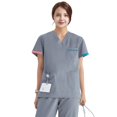 thumbnail image 1 of Ropa de lavado de manos de estilo coreano, ropa quirúrgica de manga corta, ropa de lavado de manos, ropa de aislamiento, traje de doctora, ropa de enfermera dividida, ropa quirúrgica para hombre, 1 of 6