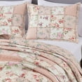 thumbnail image 3 of Chezmoi Collection Abbi 2-Piece Multicolor Pink Shabby Chic Bedding Twin Quilt Set Pre-Washed Cotton Floral Coverlet Bedspread Ruffled Patchwork Quilt, Twin Size, 3 of 8