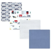 Luvable Friends Hudson Baby Flannel Receiving Blankets 4pk, City Blue
