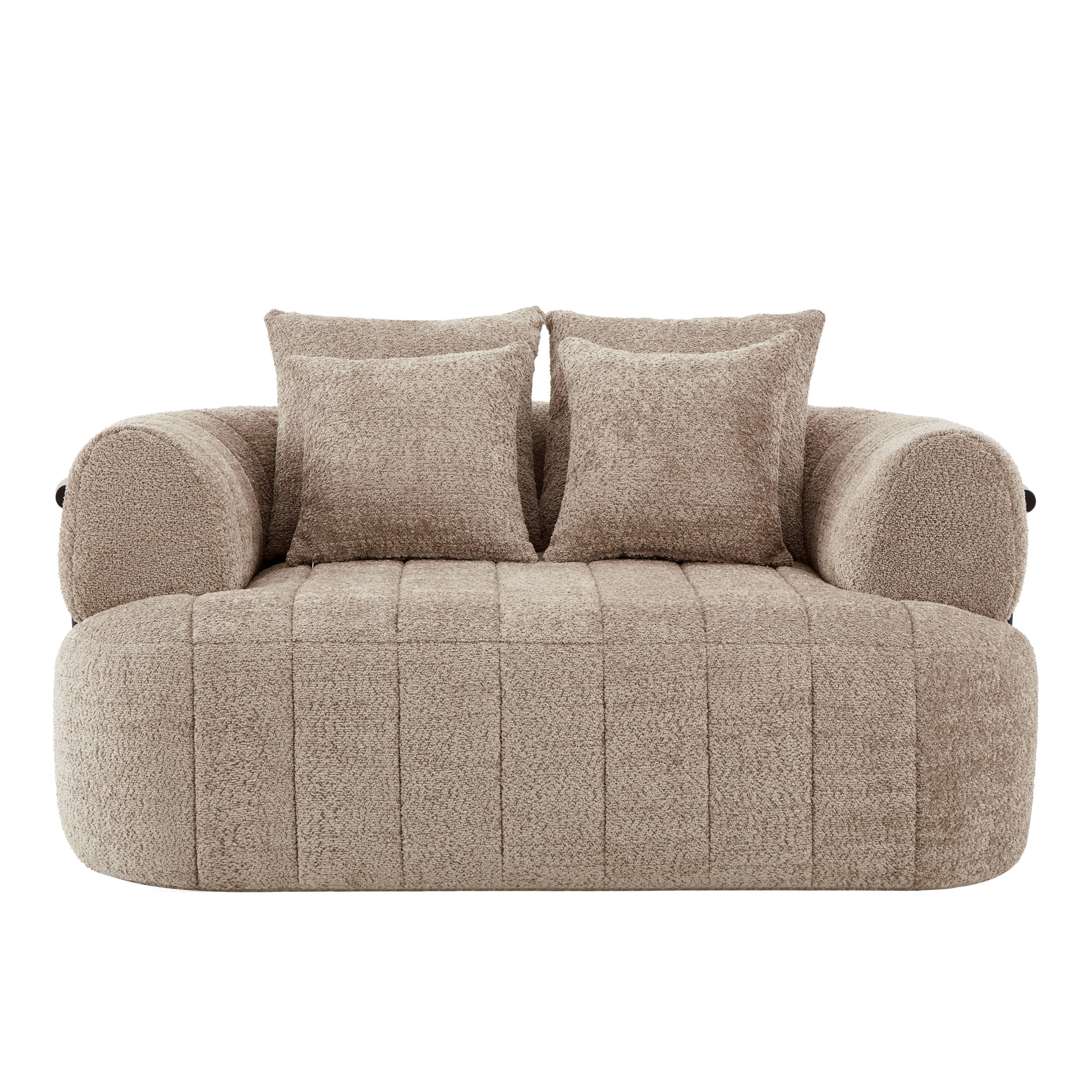 Noble House Quincia 64" Oversized Boneless Chaise Lounge with Boucle Upholstered, Cozy Comfy Cloud Sofa Bed, Khaki