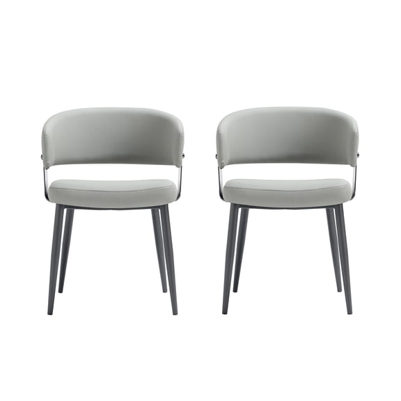 Luce Stone Grey Textured Leatherette Dining Chair with Metal Legs - Set of 2