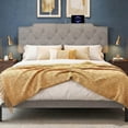 thumbnail image 4 of Costway Headboard for Queen and Full Size Bed, Rivet Tufted Upholstered Head Board Gray, 4 of 11