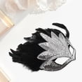 thumbnail image 4 of Unique Bargains 1 Pc Sequined Feathers Party Mask Silver Tone Plastic Feather, 4 of 5