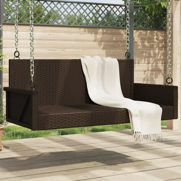 vidaXL Swing Bench Brown 46.9"x22"x18.9" Poly Rattan