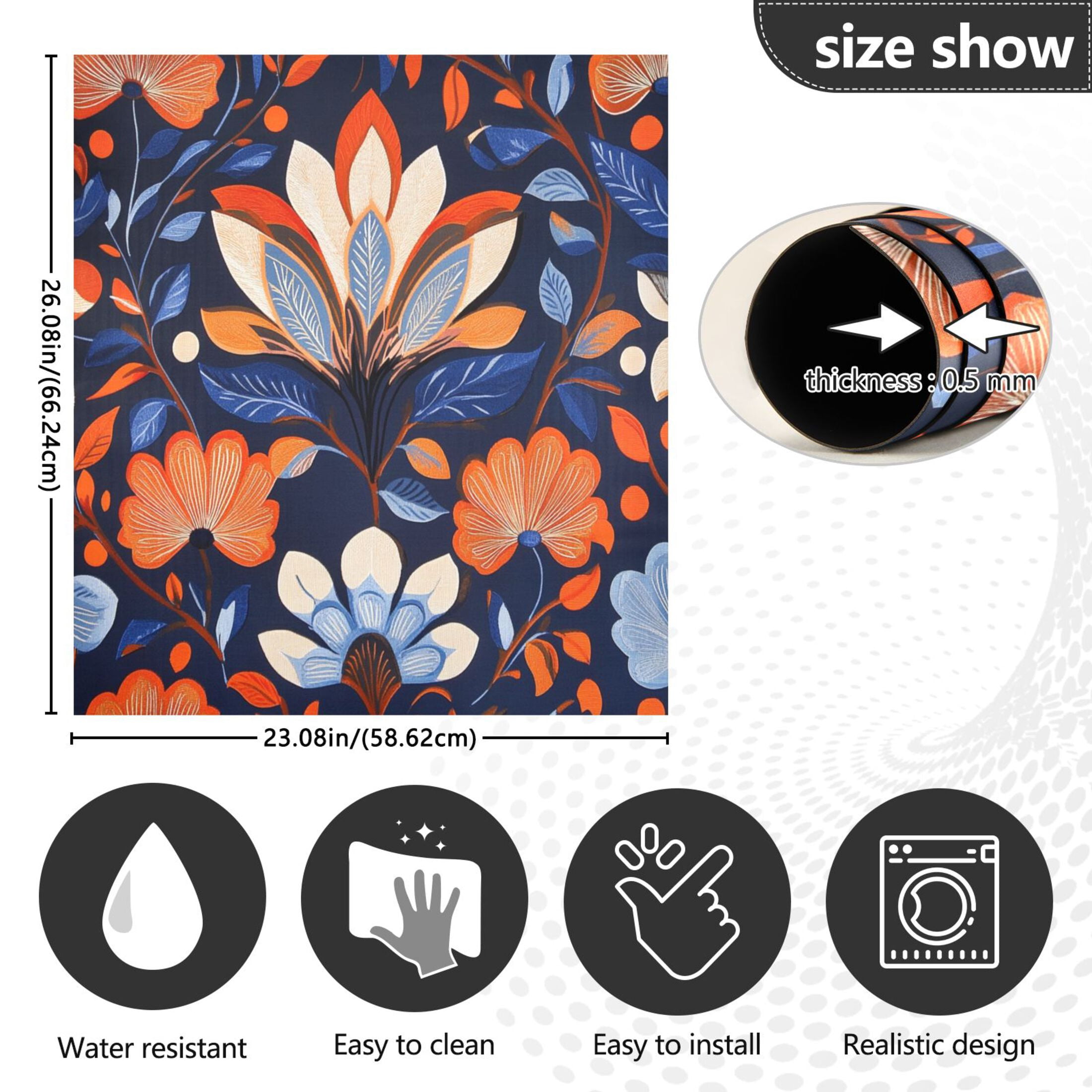 Dishwasher Magnetic Sticker 23x26 Inch Refrigerator Magnetic Sticker Washing Machine Magnetic Sticker Kitchen Panel Magnetic Sticker Home Decor Beautiful Orange Lotus