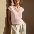 thumbnail image 6 of Craaazy Womens Spring And Summer Lace Trim Linen Top V-Neck Cap Sleeve Casual Blouse for Daily Wear Gifts, 6 of 8