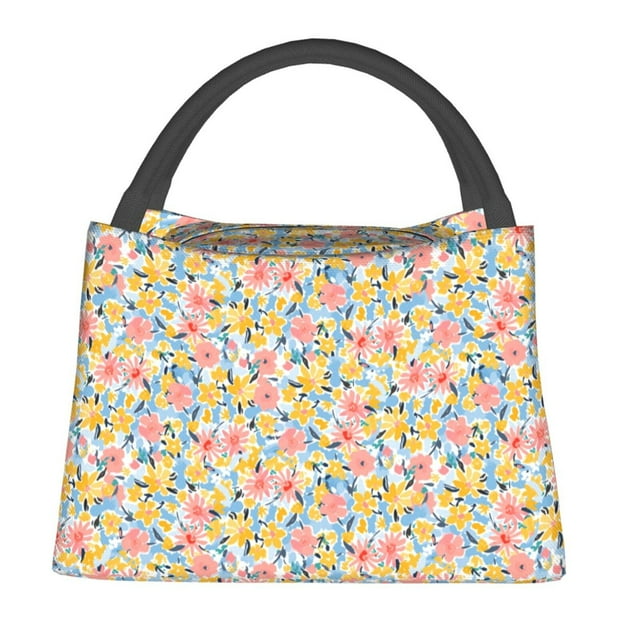 Vsdgher Watercolor Wildflowers Print Insulated Bags, Insulated Cooler Bag Totes for Hot or Cold Food Bring or Delivery