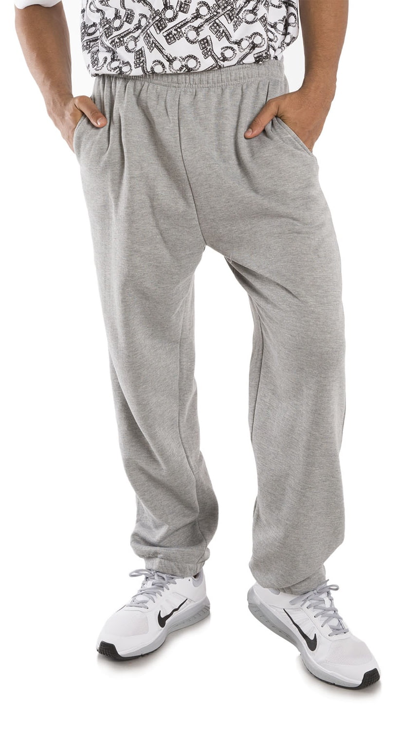 More Mile Vibe Fleece Mens Joggers Grey Sweatpants Gym Training Trousers 