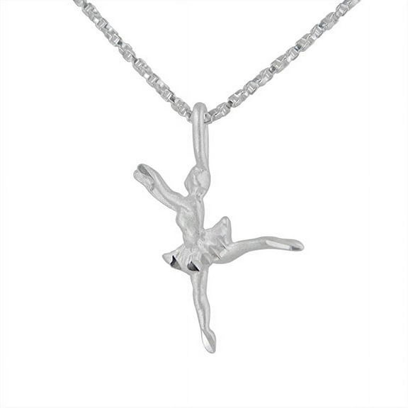 Sterling Silver Ballerina Dancer Charm Pendant Necklace