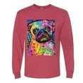 thumbnail image 3 of Funny Neon Pug | Dean Russo Art Animal Lover Mens Long Sleeve Shirt, Vintage Heather Red, X-Large, 3 of 6