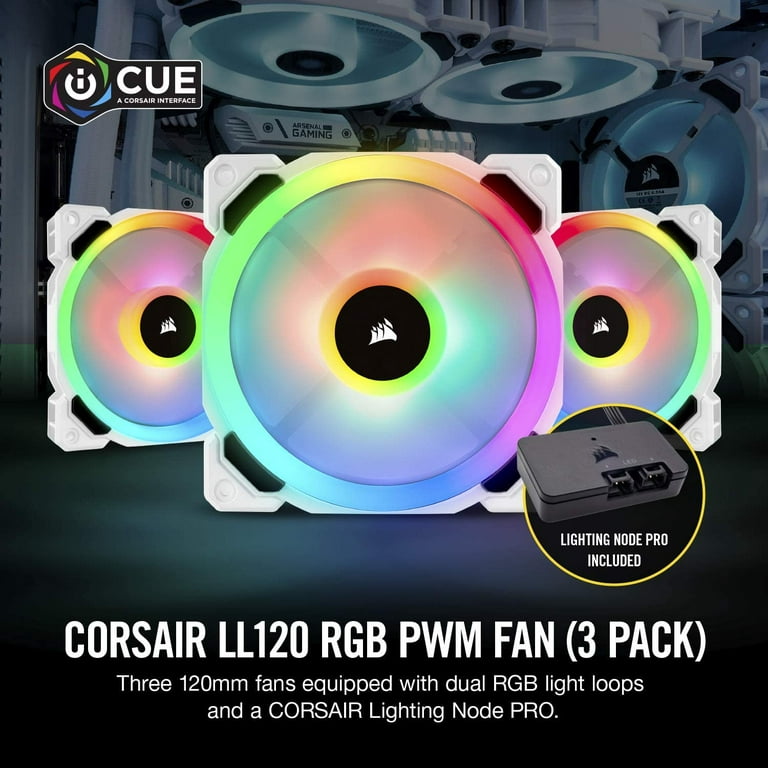PRO, LL120 PWM RGB, LED Corsair RGB Series Dual Pack LL Node White with 120mm Light Fan Loop 3 Fan, CO-9050092-WW Lighting