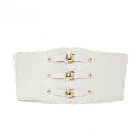 Slccxzc Women Wide Belt New Metal Buckle Women Elastic Waistband Leather Rivet Ultra Wide Belt Elastic Belts For Woman